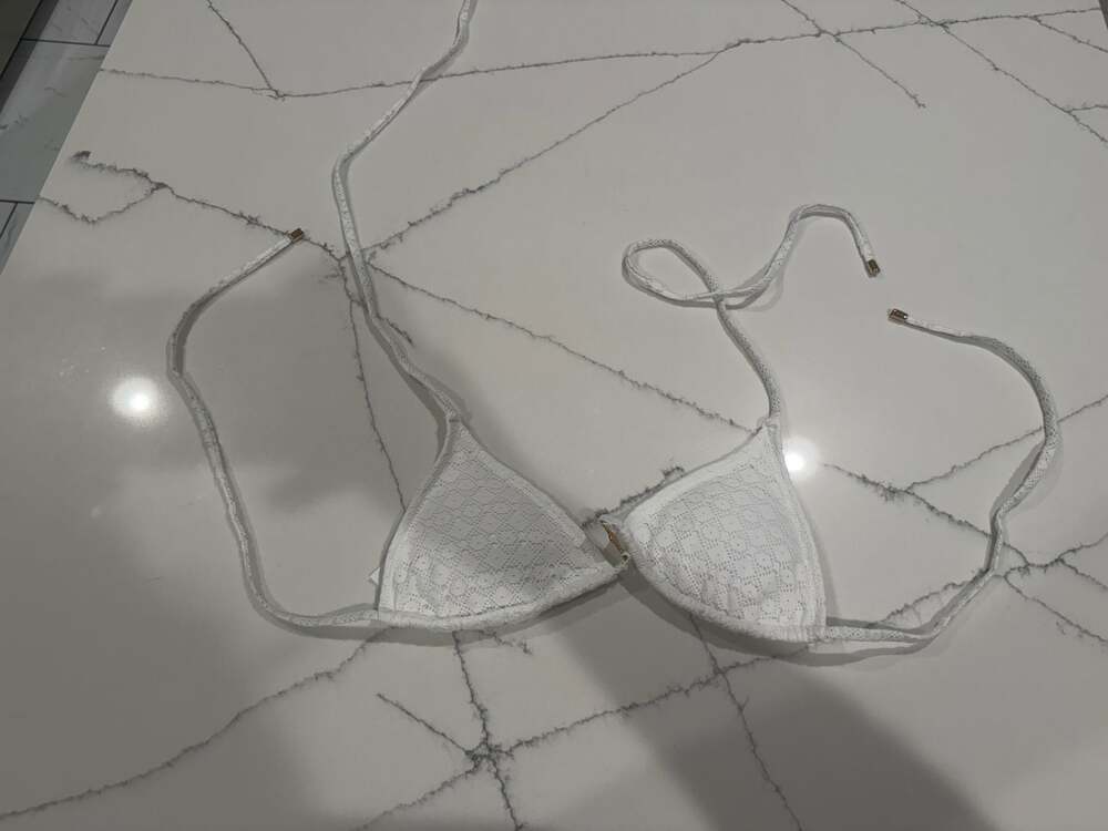 YoungLA Los Angeles Women's White Lace Triangle Bikini Top Model YLAW2075